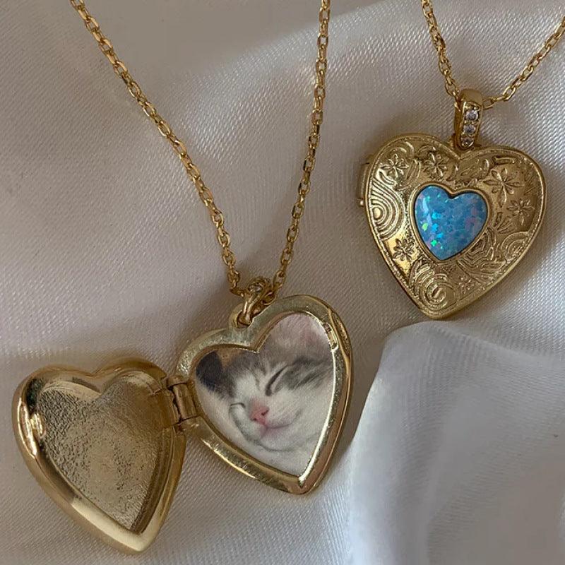 18K Gold Vintage Heart Album Locket Necklace