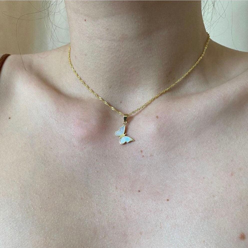 18K Indigo Butterfly Pendant Necklace