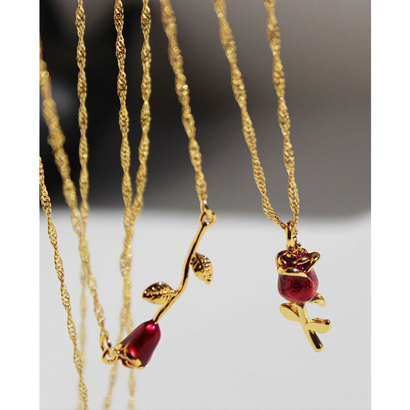 Bordeaux Rose Necklace