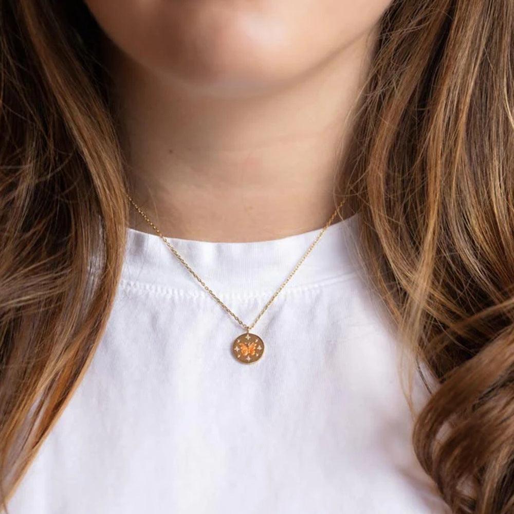 Butterfly Disc Necklace