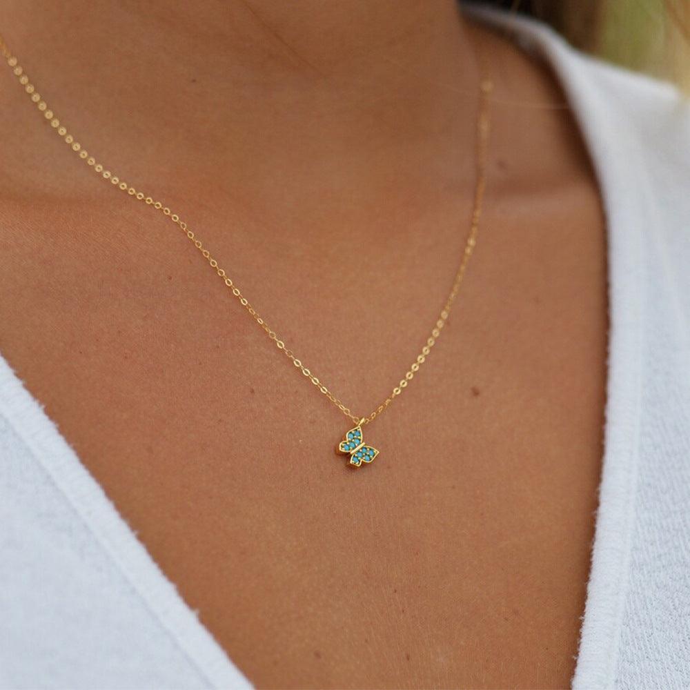 Dainty Turquoise Butterfly Necklace