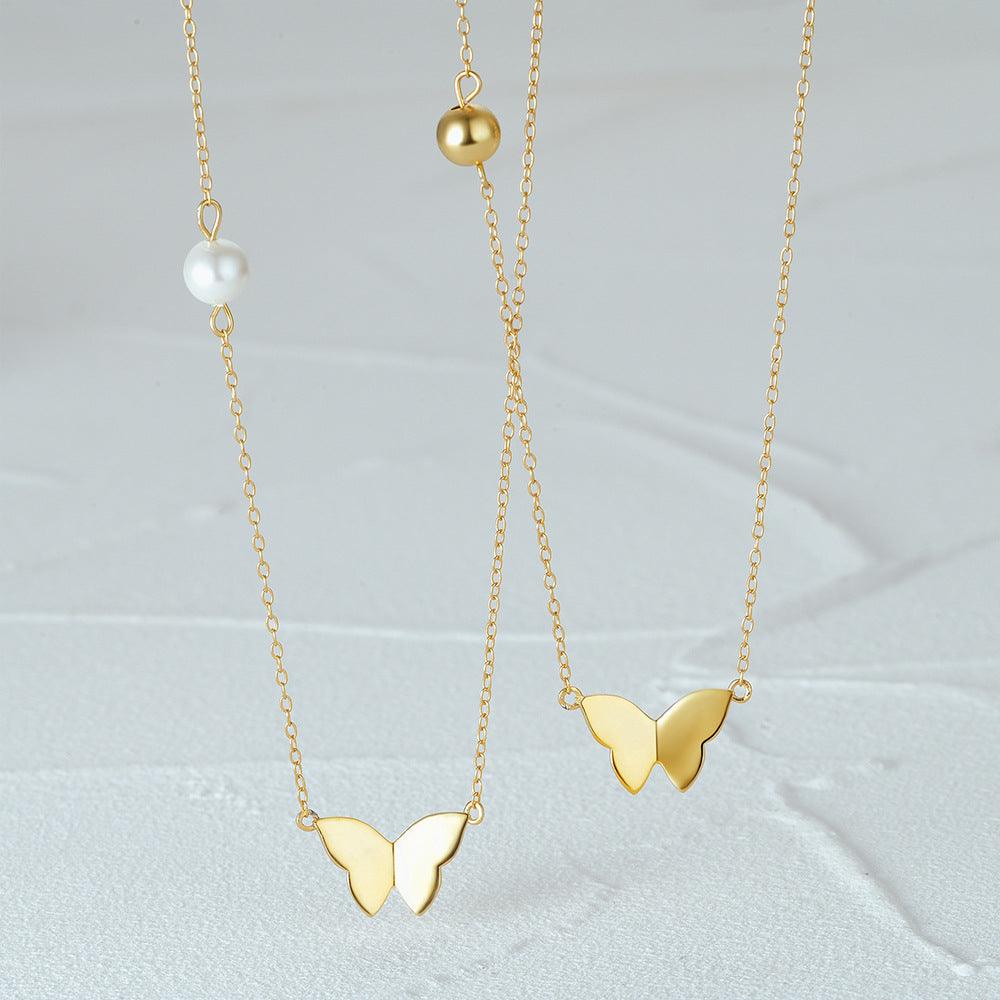 Gold Tone Butterfly Necklace