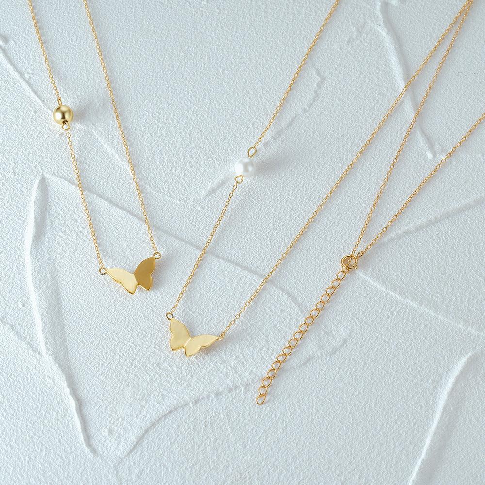 Gold Tone Butterfly Necklace