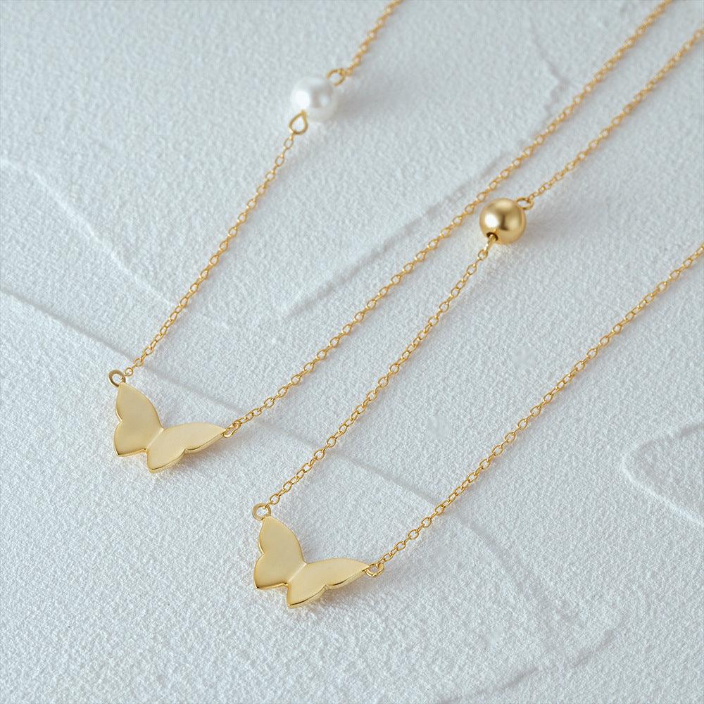 Gold Tone Butterfly Necklace