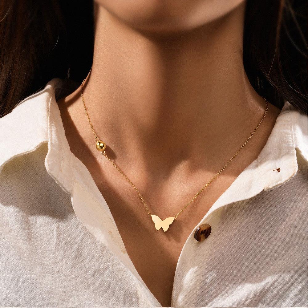 Gold Tone Butterfly Necklace