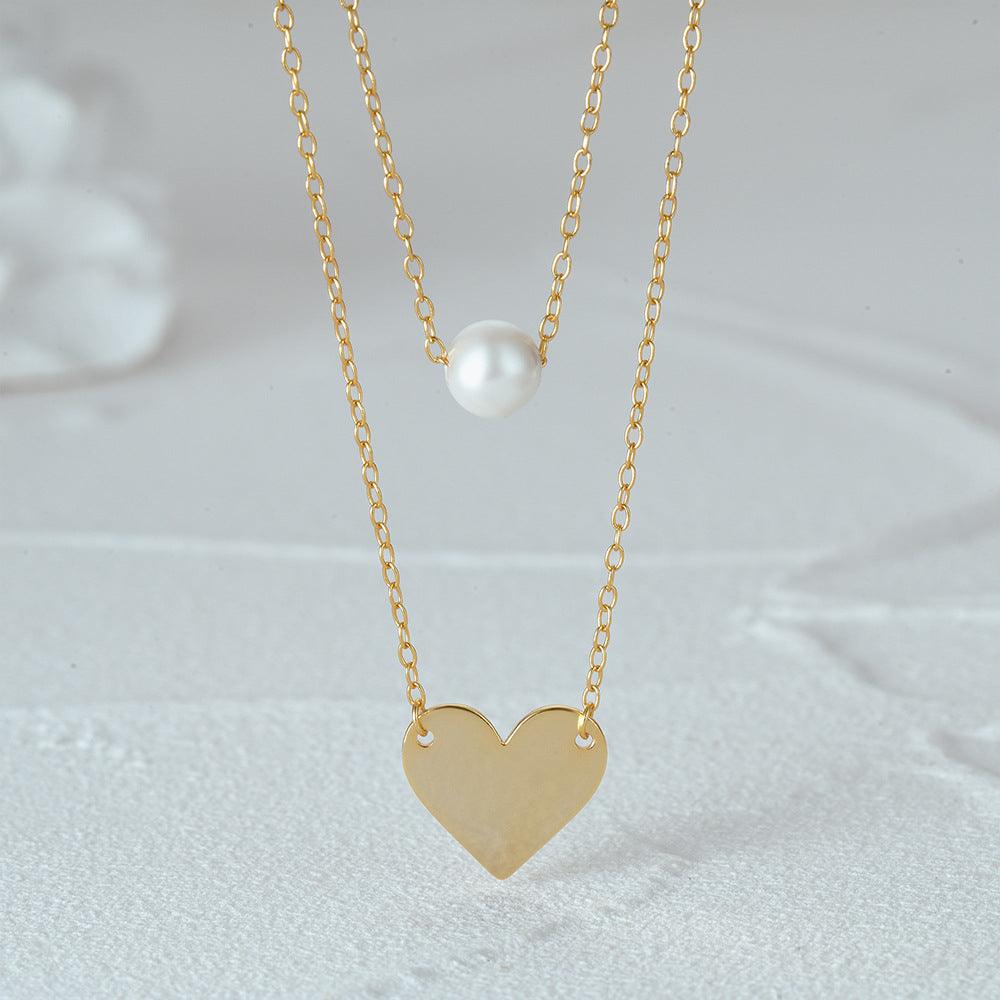 Pearl Heart Layered Necklace