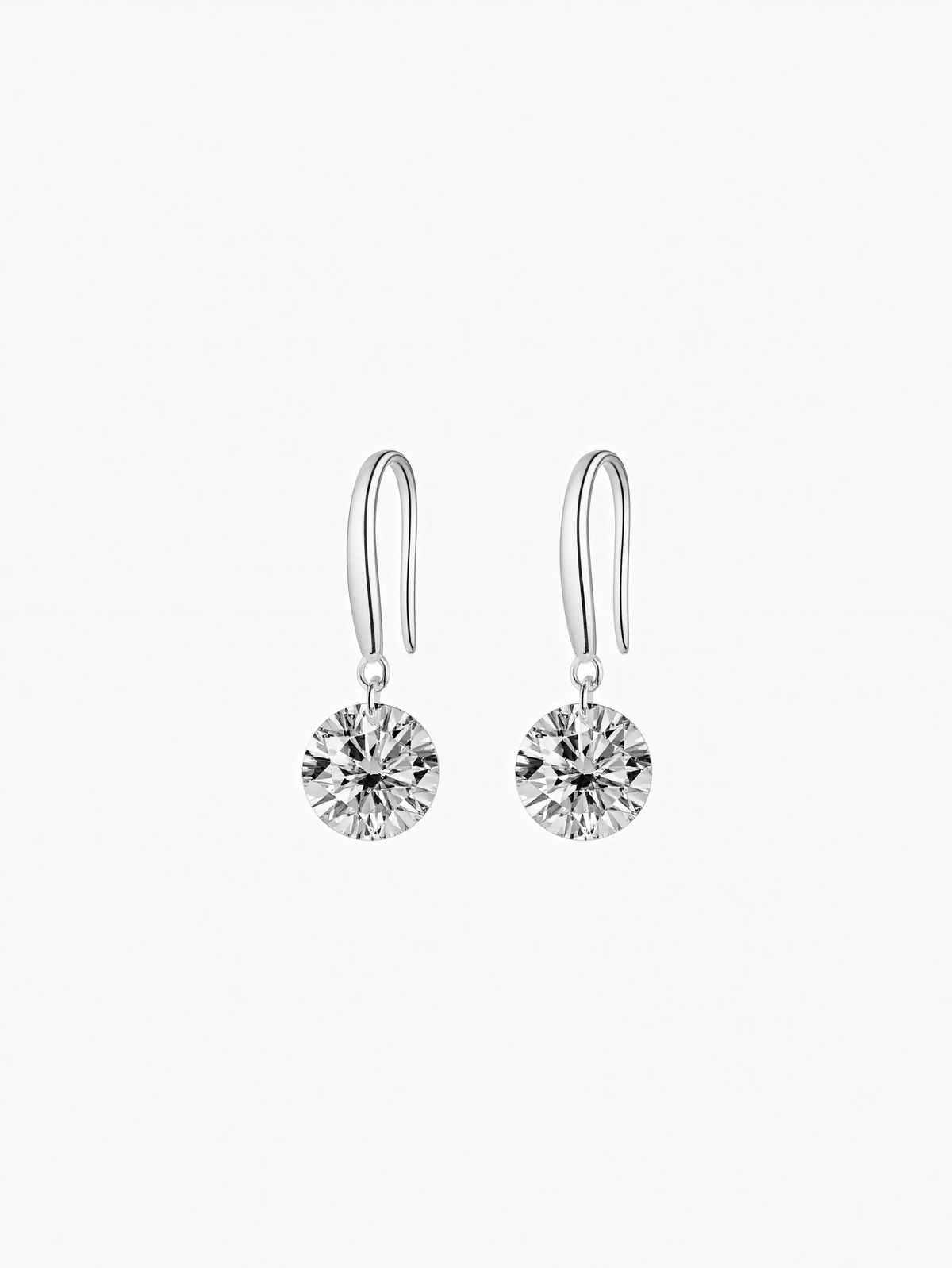 Yara round cut moissanite hook drop earrings in S925 sterling silver, alternate view 3