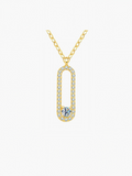 Luna oval link moissanite pendant necklace in S925 sterling silver, alternate view 5