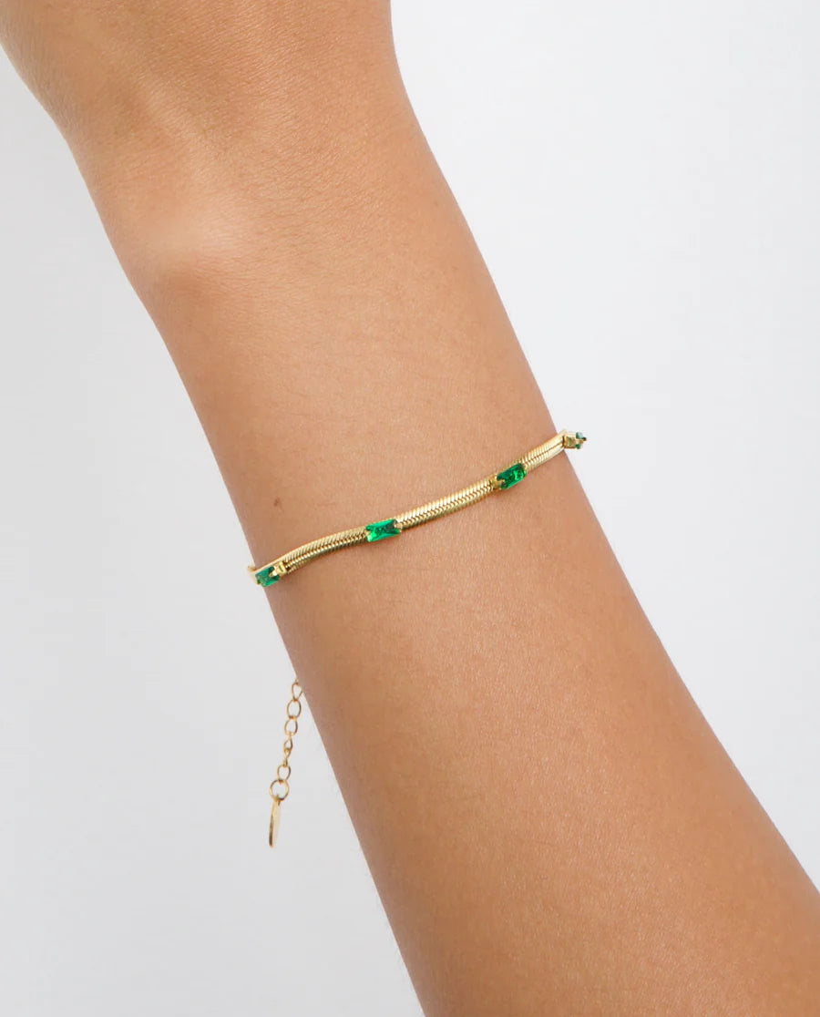 Emerald Herringbone Bracelet