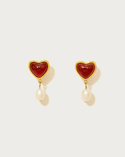 Crimson Sweetie Pearl Studs