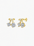 Chérry bow and round moissanite cherry stud earrings in S925 sterling silver