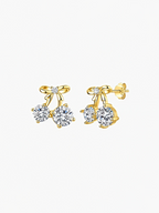 Chérry bow and round moissanite cherry stud earrings in S925 sterling silver