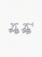 Chérry bow and round moissanite cherry stud earrings in S925 sterling silver, alternate view 4