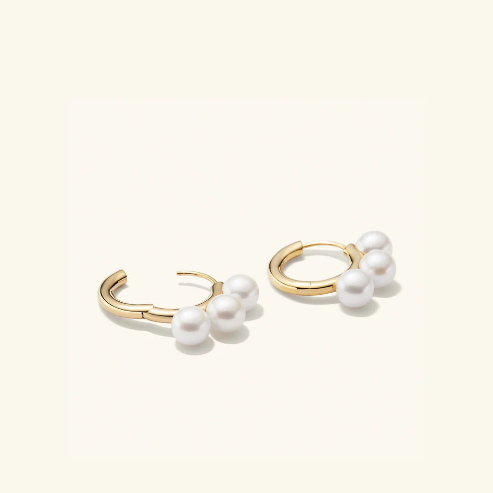 Pearl Triple Hoops