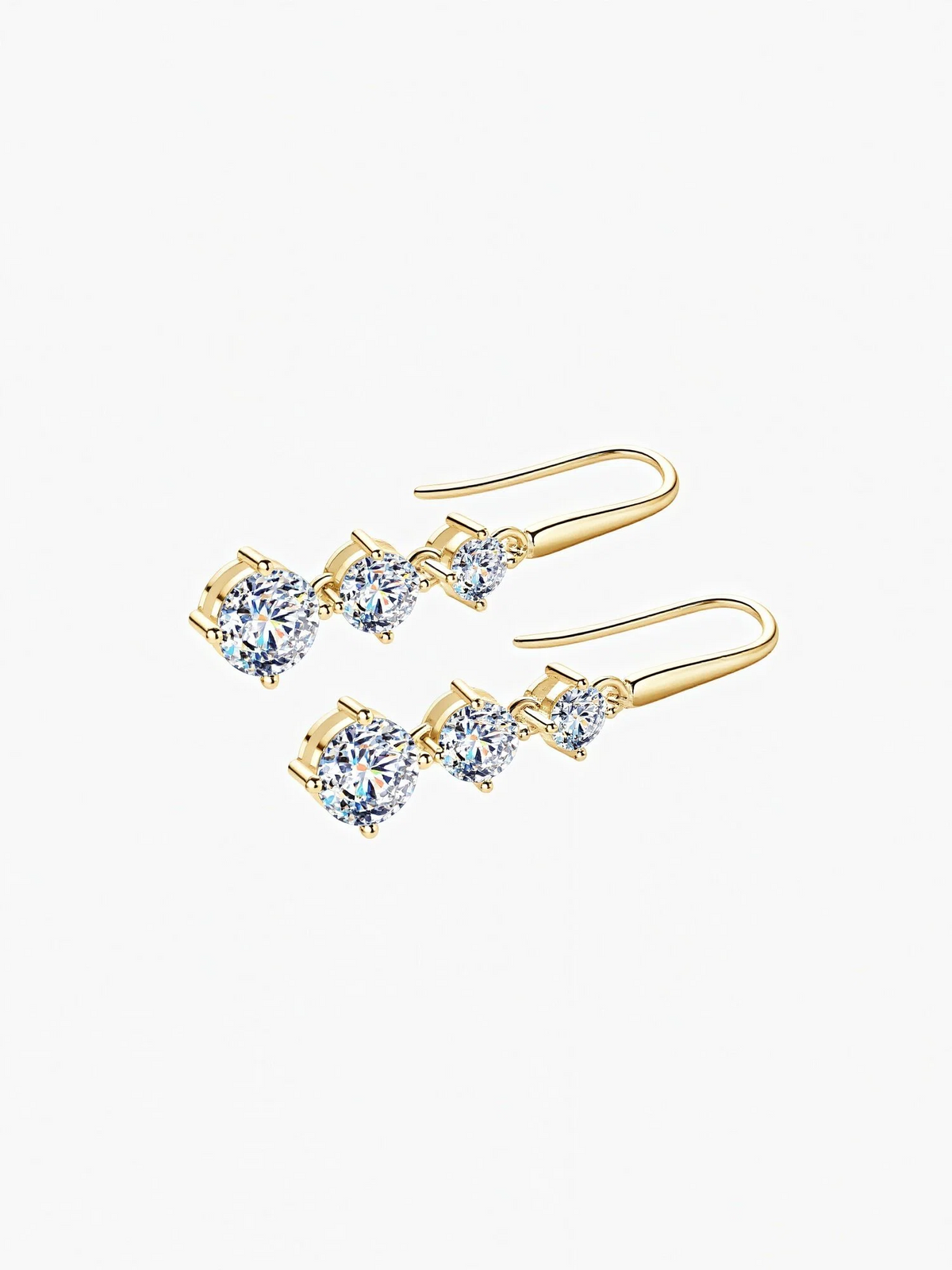 Coralie three stone moissanite drop earrings in S925 sterling silver, alternate view 7