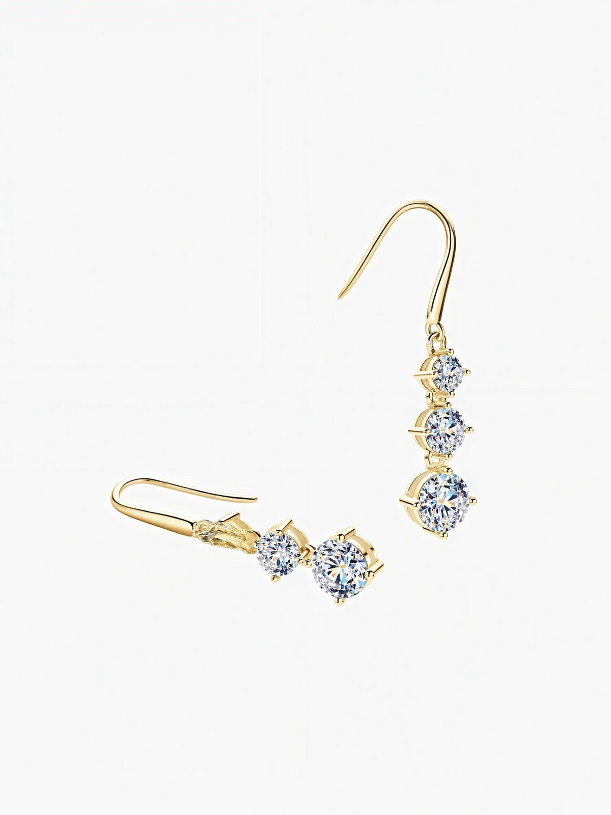 Coralie three stone moissanite drop earrings in S925 sterling silver, alternate view 6