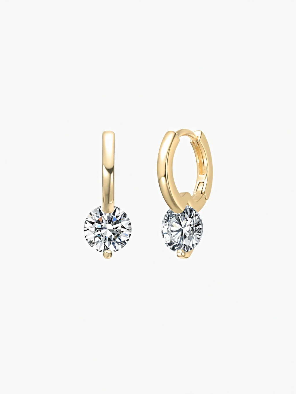 Nia round cut moissanite drop huggie earrings in S925 sterling silver