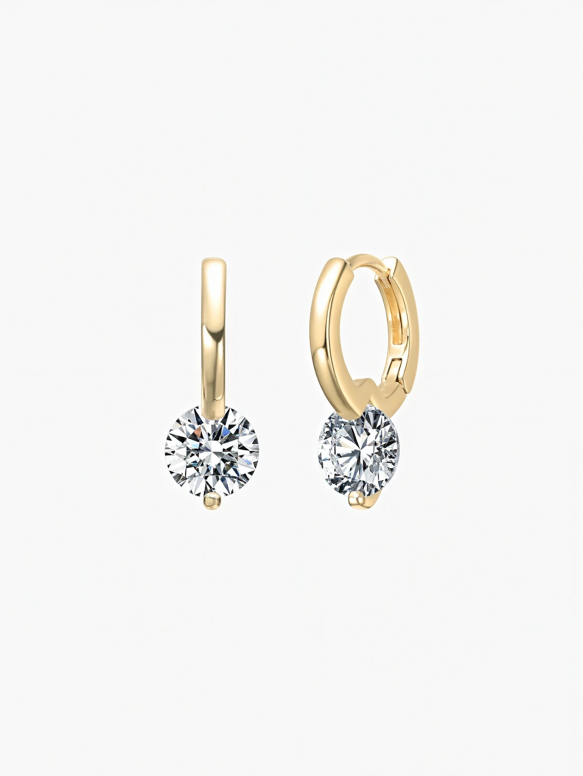 Nia round cut moissanite drop huggie earrings in S925 sterling silver