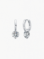 Nia round cut moissanite drop huggie earrings in S925 sterling silver, alternate view 4