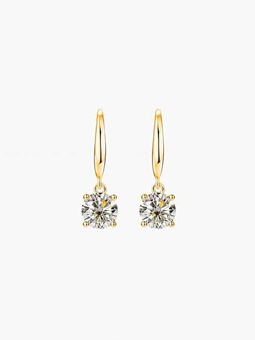 Aela round cut moissanite drop earrings in S925 sterling silver