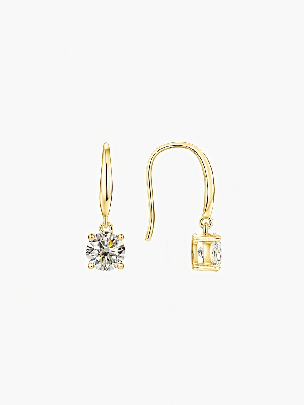 Aela round cut moissanite drop earrings in S925 sterling silver, alternate view 3
