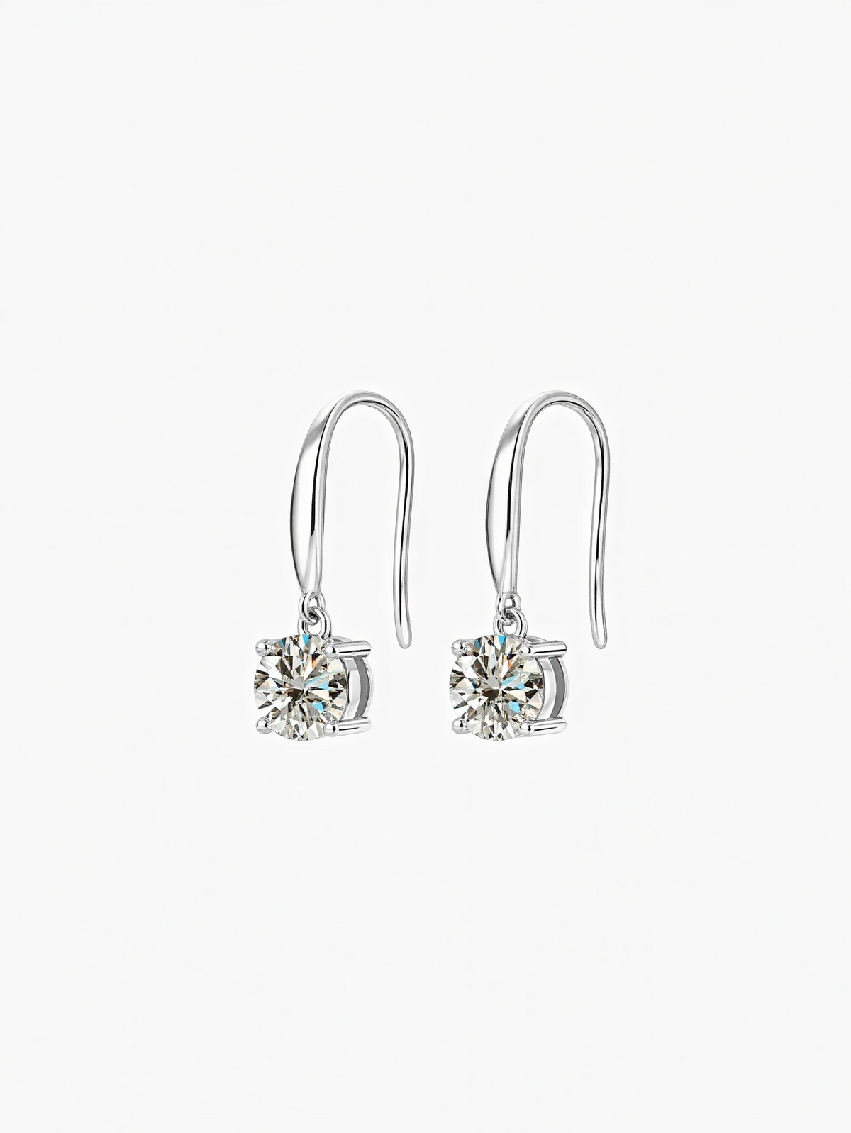 Aela round cut moissanite drop earrings in S925 sterling silver, alternate view 4