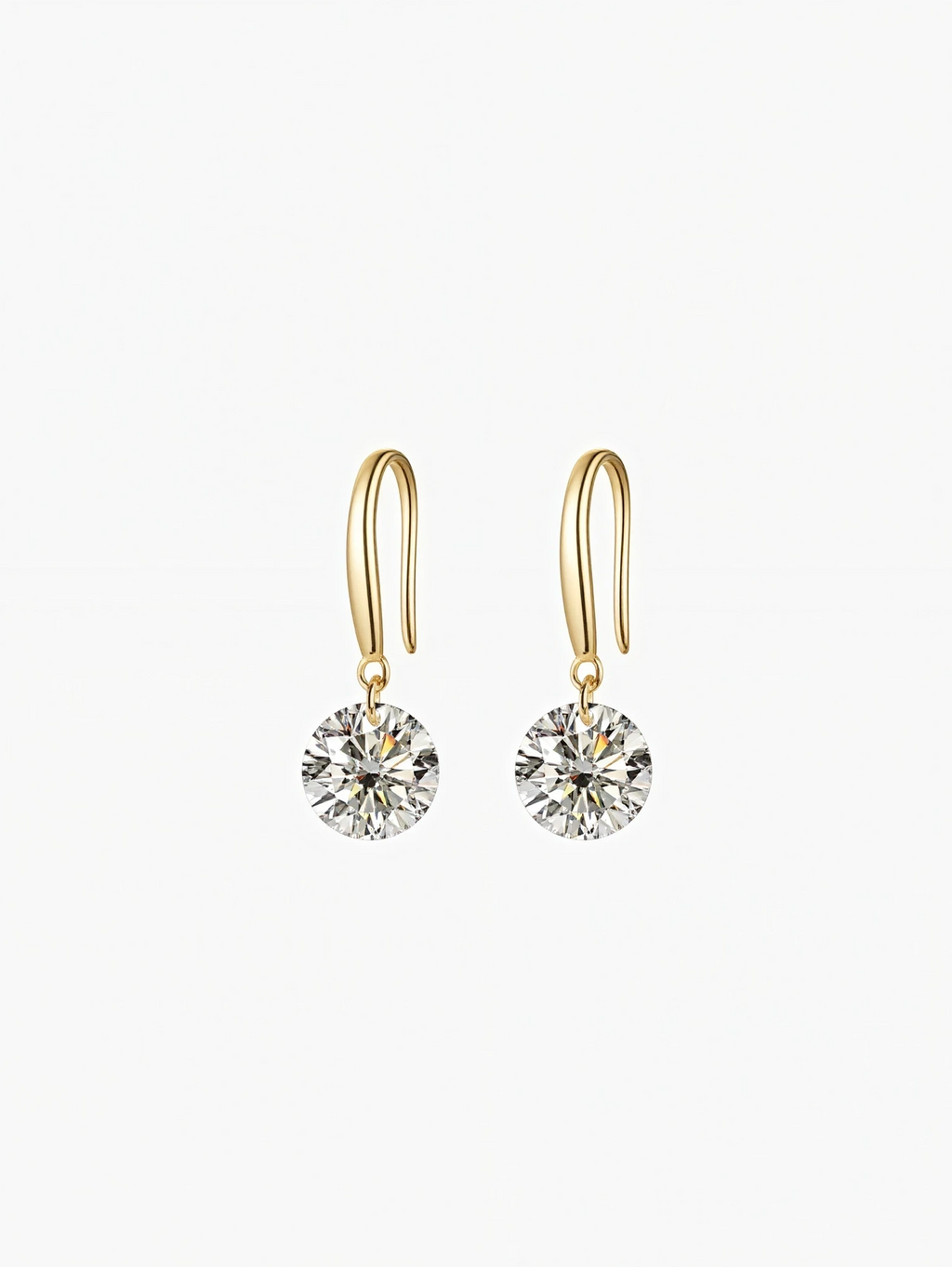 Yara round cut moissanite hook drop earrings in S925 sterling silver