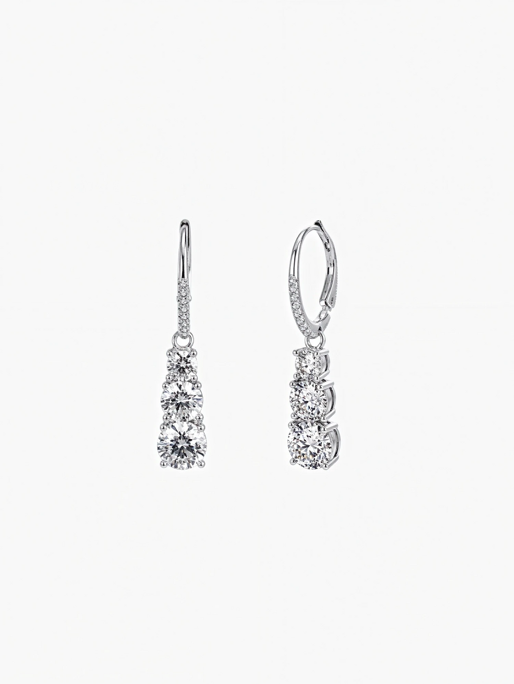 Margaux long moissanite drop earrings in S925 sterling silver, alternate view 4