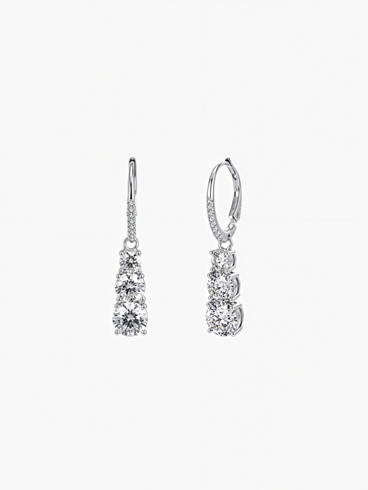 Margaux long moissanite drop earrings in S925 sterling silver, alternate view 4