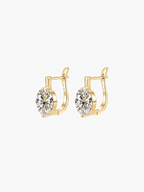 Zuri oval cut moissanite drop huggie earrings in S925 sterling silver, alternate view 4