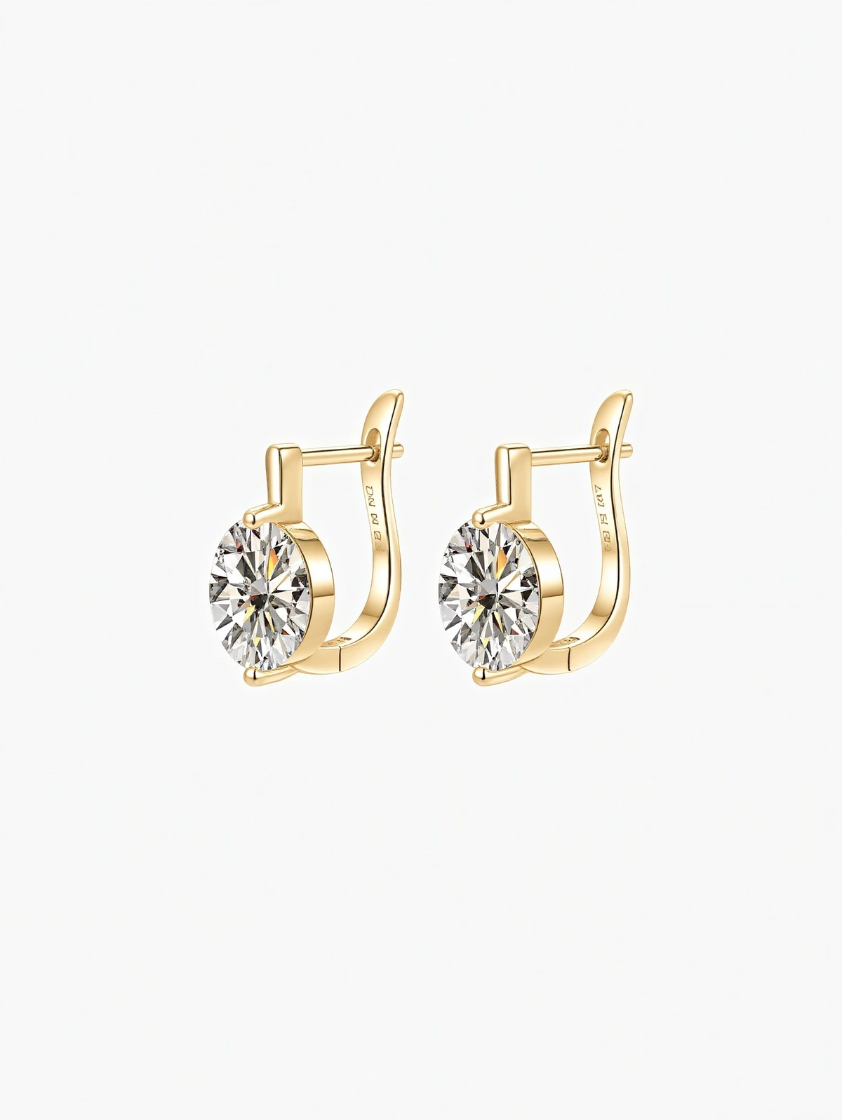 Zuri oval cut moissanite drop huggie earrings in S925 sterling silver, alternate view 4