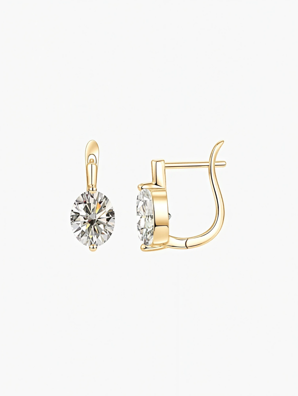 Zuri oval cut moissanite drop huggie earrings in S925 sterling silver