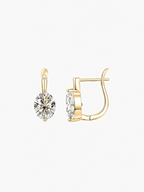 Zuri oval cut moissanite drop huggie earrings in S925 sterling silver