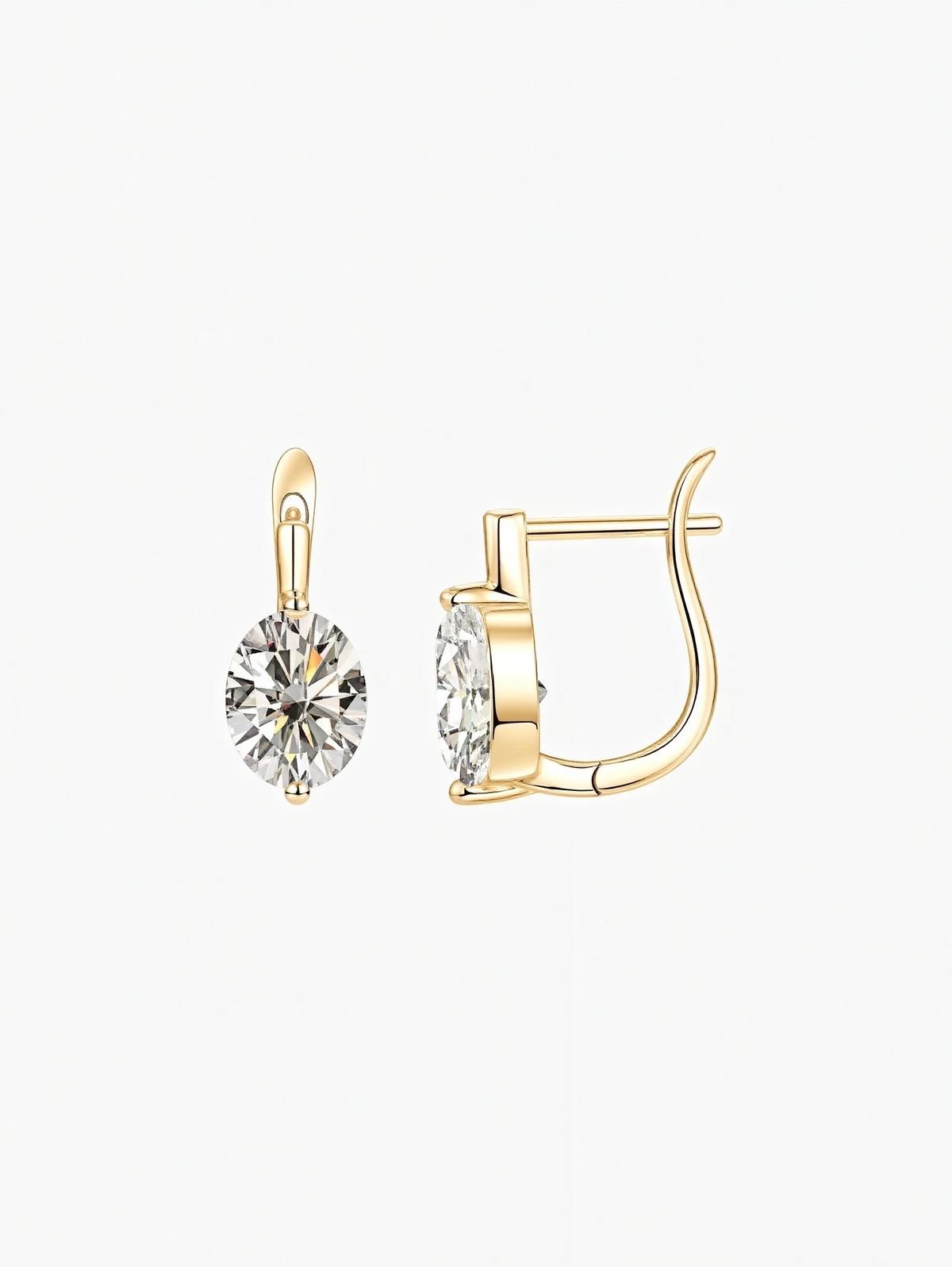 Zuri oval cut moissanite drop huggie earrings in S925 sterling silver