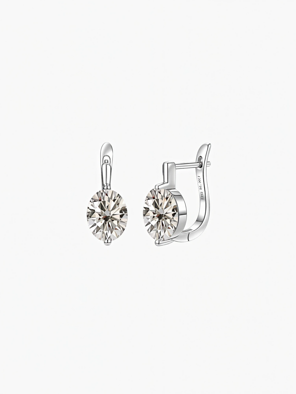 Zuri oval cut moissanite drop huggie earrings in S925 sterling silver, alternate view 5
