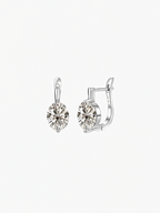 Zuri oval cut moissanite drop huggie earrings in S925 sterling silver, alternate view 5