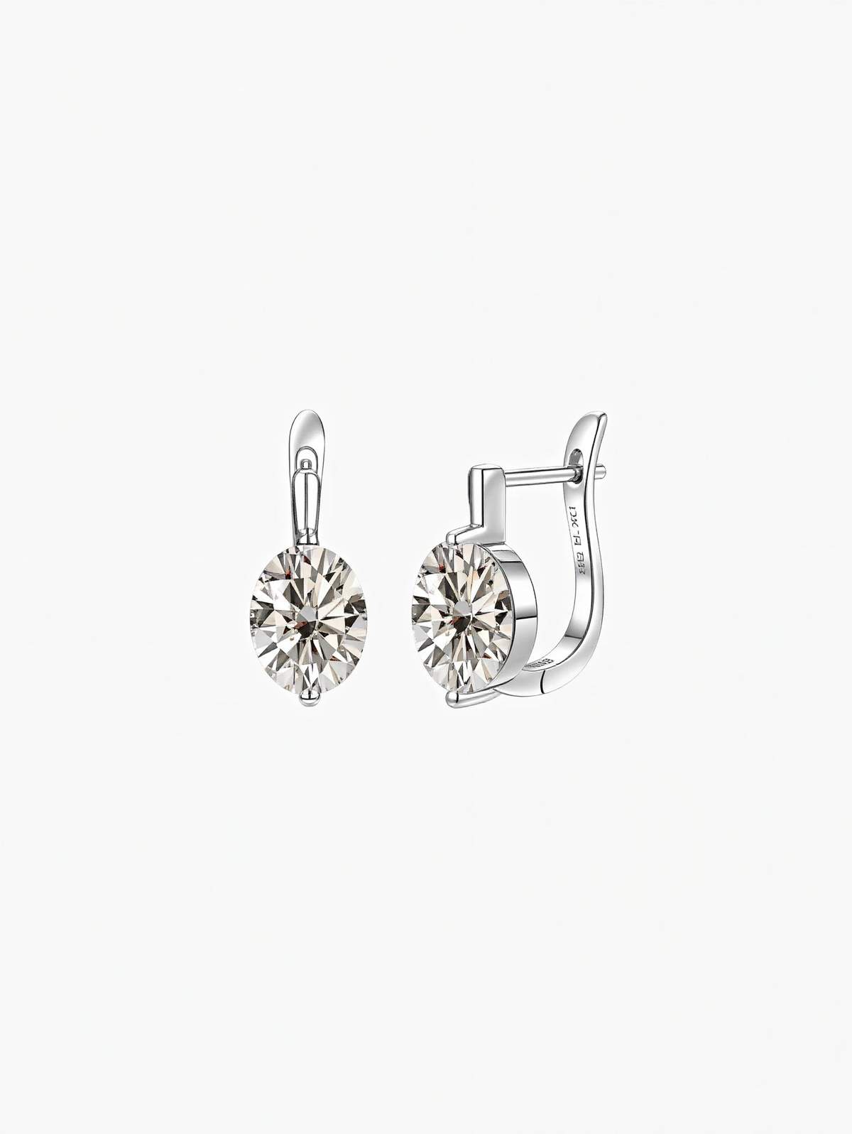Zuri oval cut moissanite drop huggie earrings in S925 sterling silver, alternate view 5