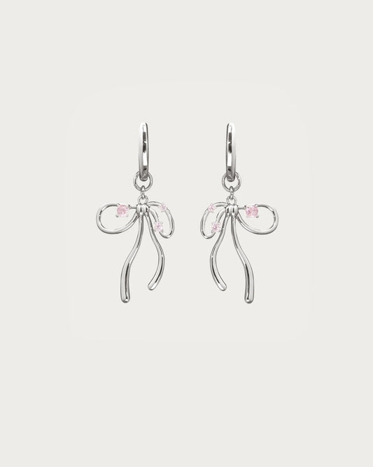 Plot Twist Earrings in Pink Silver