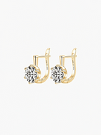 Auri round cut moissanite huggie earrings in S925 sterling silver, alternate view 3