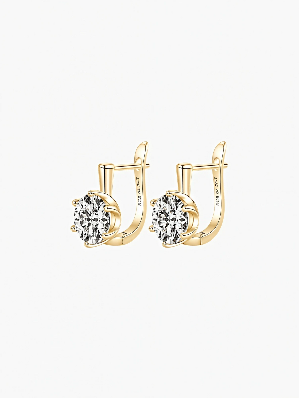 Auri round cut moissanite huggie earrings in S925 sterling silver, alternate view 3