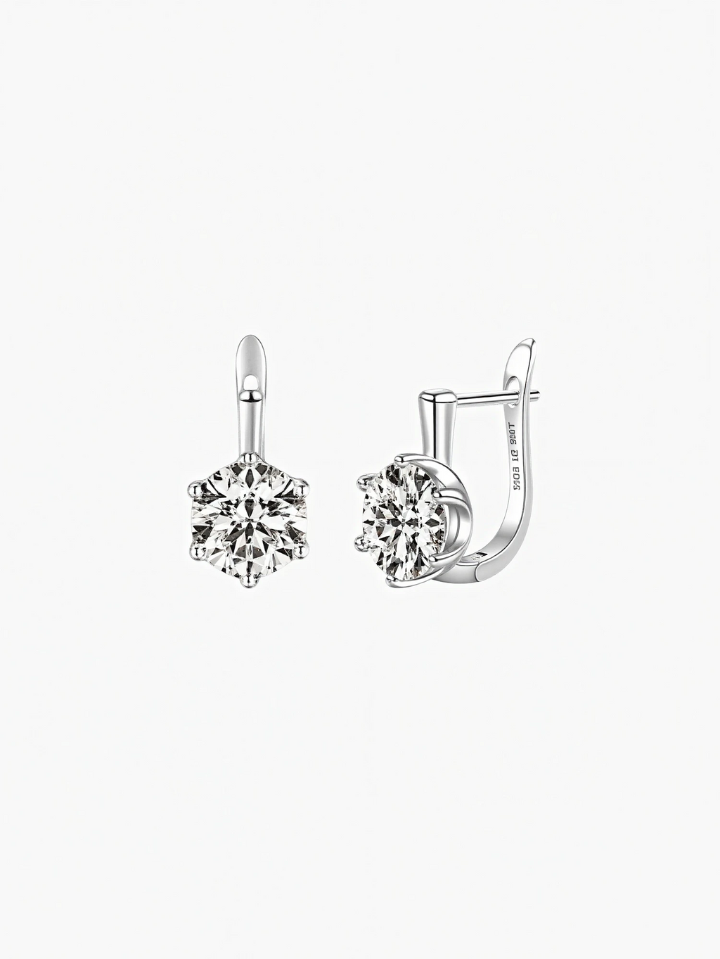 Auri round cut moissanite huggie earrings in S925 sterling silver, alternate view 4