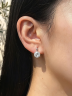 Auri round cut moissanite huggie earrings in S925 sterling silver, alternate view 2