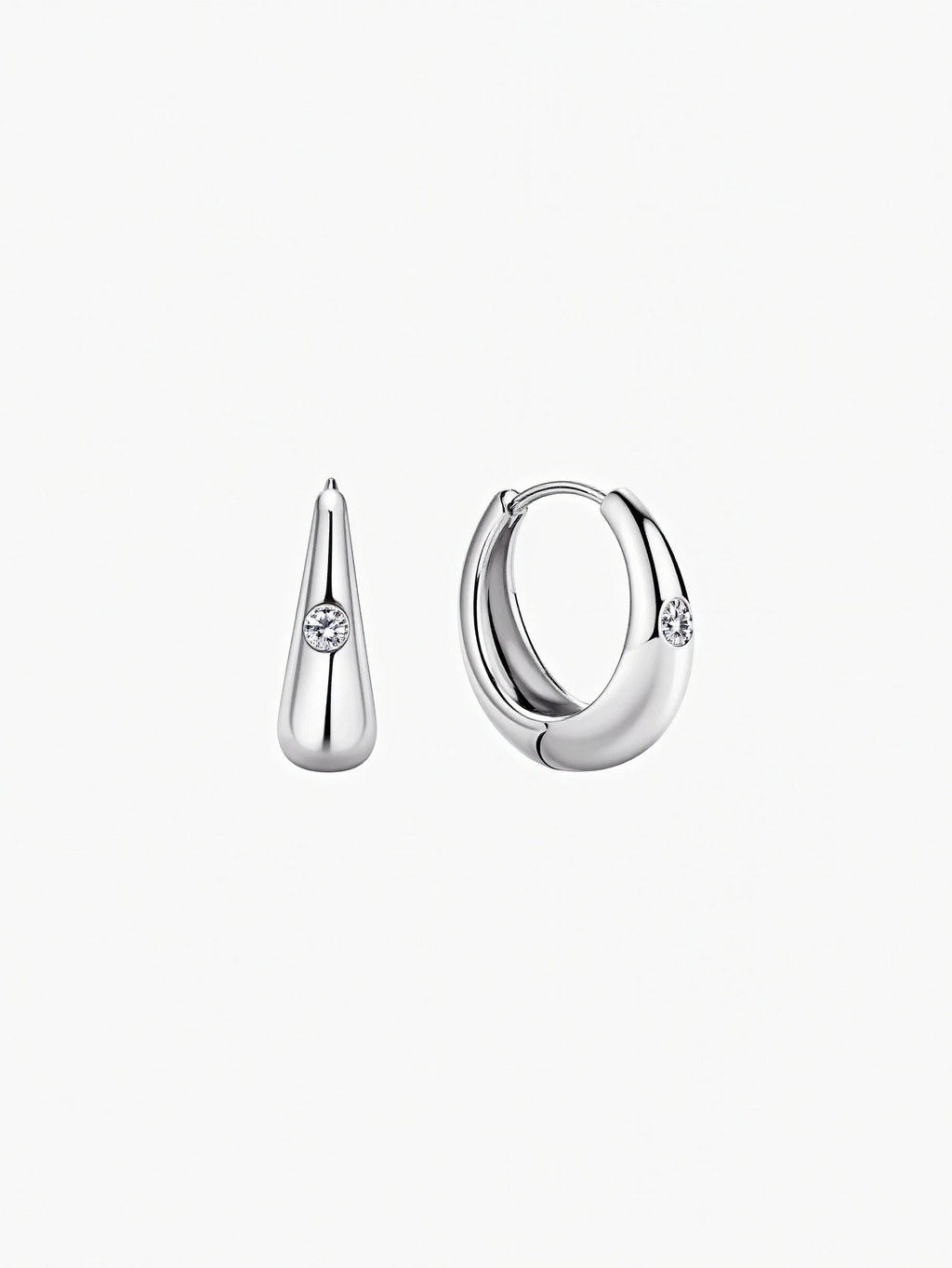 Ema pavé moissanite huggie hoop earrings in S925 sterling silver, alternate view 2