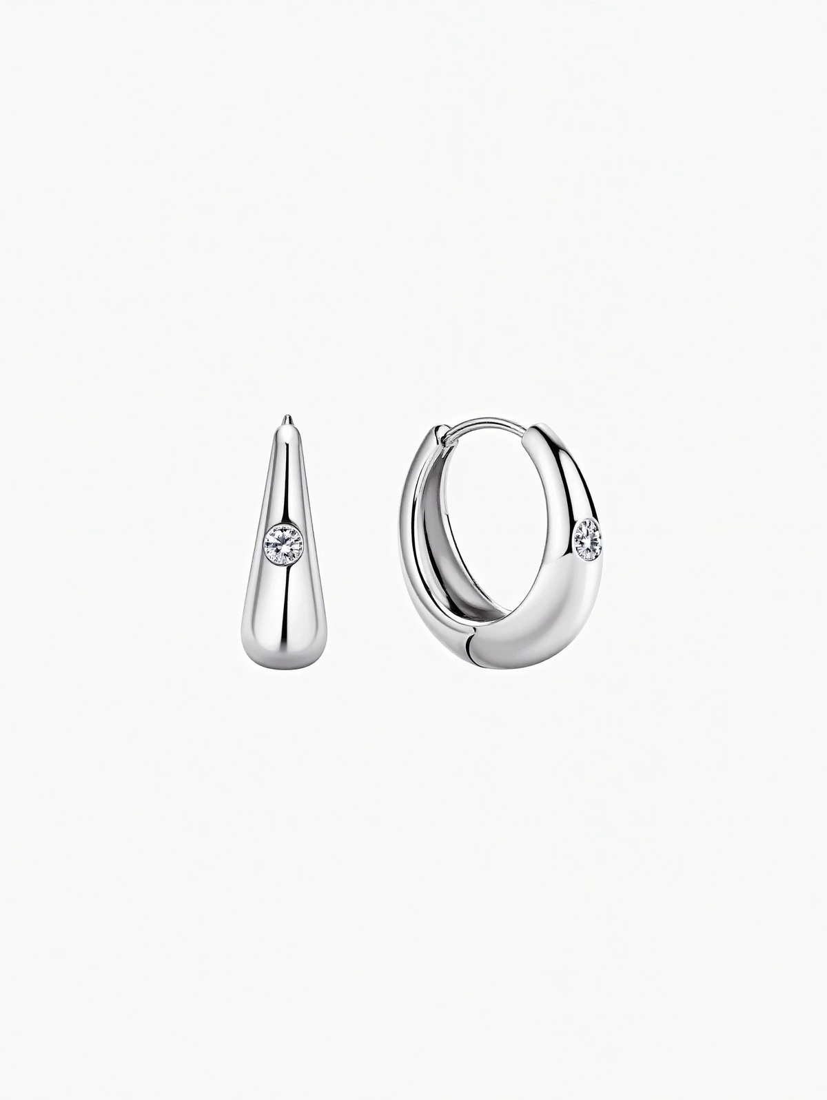 Ema pavé moissanite huggie hoop earrings in S925 sterling silver, alternate view 2