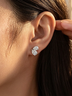 Lior stacked pear and round cut moissanite toi et moi studs in S925 sterling silver, alternate view 3