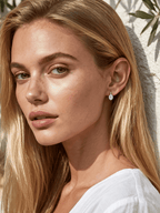 Zuri oval cut moissanite drop huggie earrings in S925 sterling silver, alternate view 2