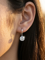 Yara round cut moissanite hook drop earrings in S925 sterling silver, alternate view 2