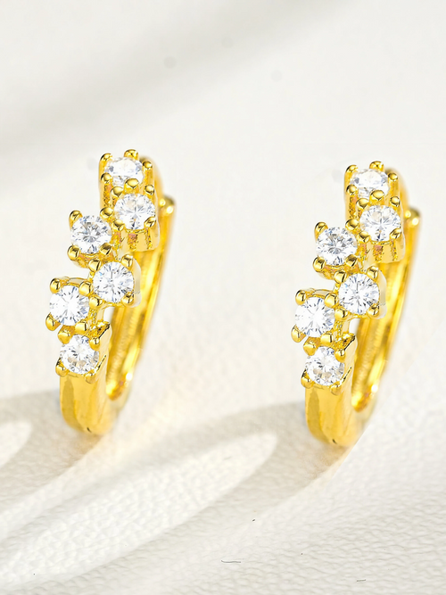 Loyalty round pavé moissanite hoop earrings in S925 sterling silver, alternate view 4