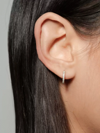 Promises pavé moissanite huggie hoop earrings in S925 sterling silver, alternate view 6