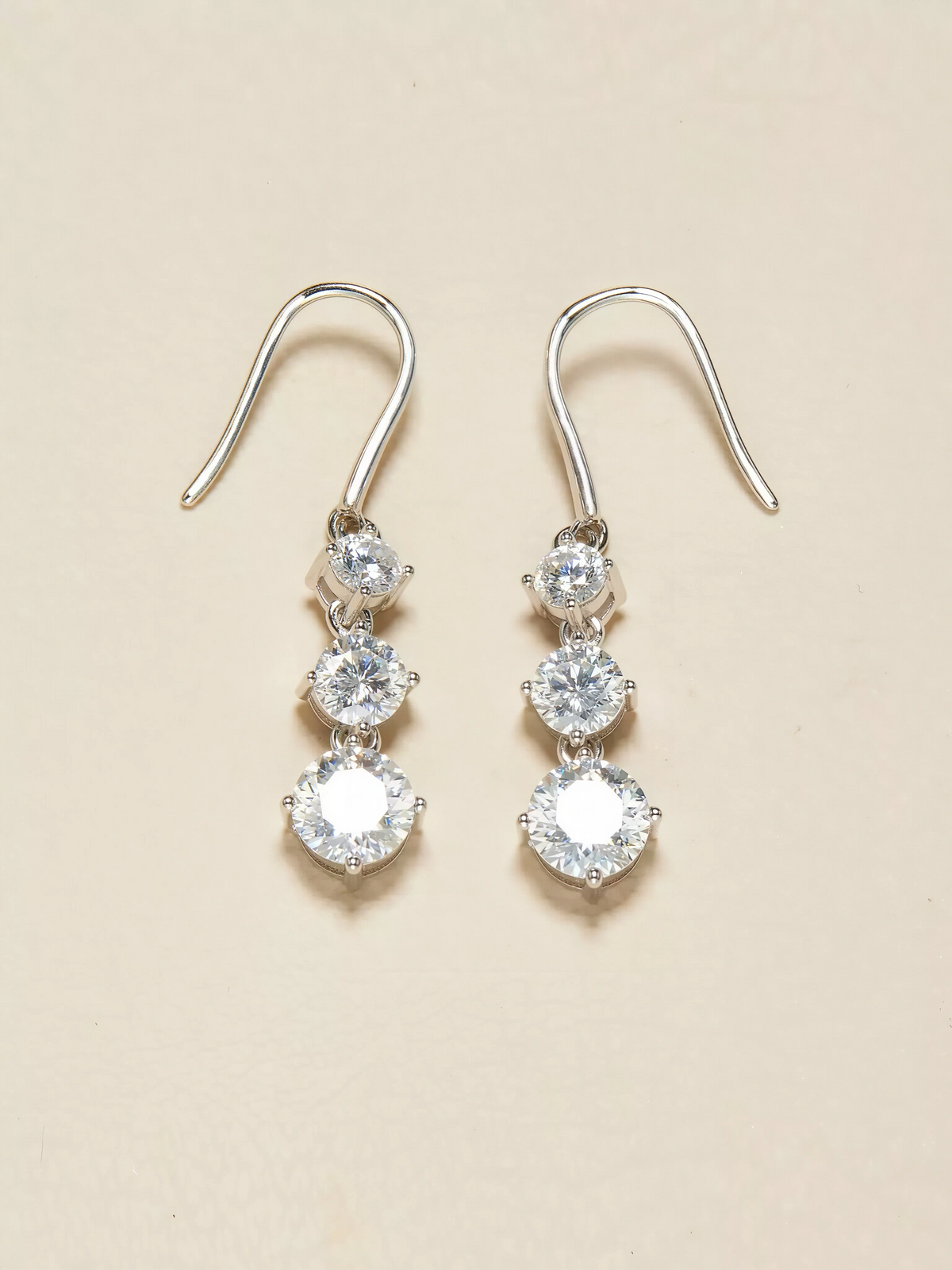 Coralie three stone moissanite drop earrings in S925 sterling silver